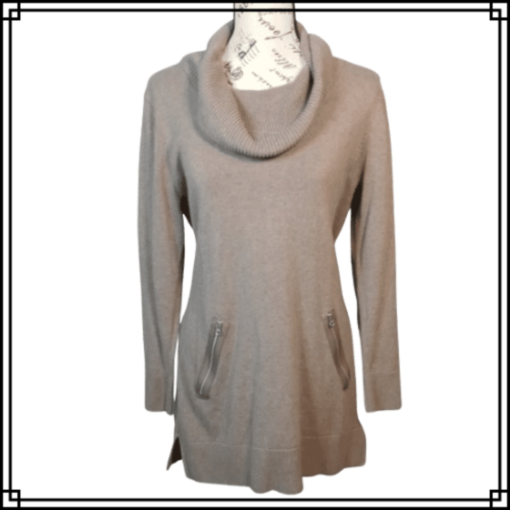 Eight Eight Eight Cowl Neck Tan Cotton Sweater